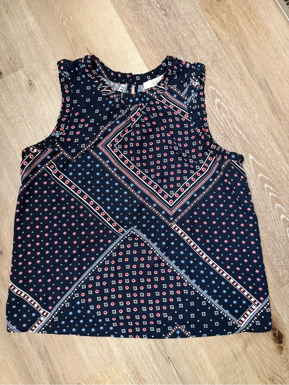 LOFT Navy Sleeveless Bandana Print Camisole